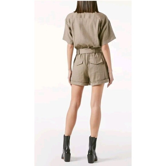 Frame Denim Khaki Button-Up Romper - Picture 3 of 12